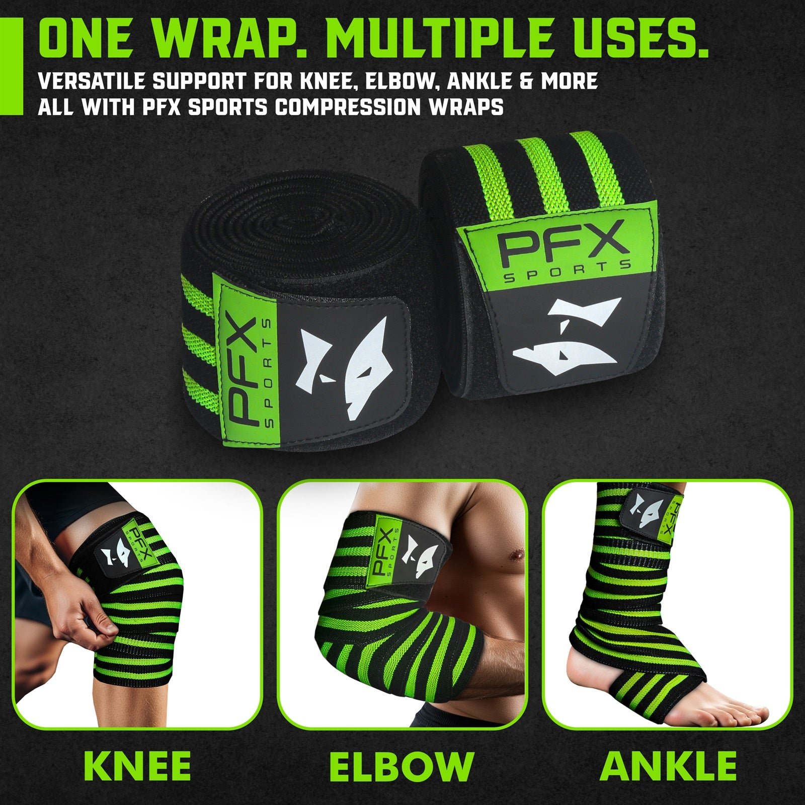 Heavy Duty Knee Wraps for Powerlifting & Weight Training – green - Image 6