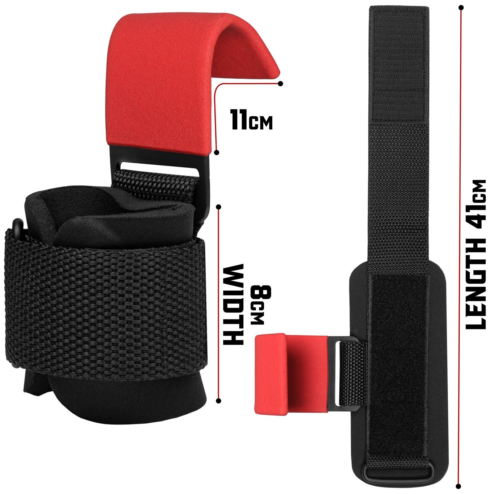 PFX Sports Weight Lifting Hooks – Heavy-Duty Steel Hook Straps for Deadlifts, Pull-Ups, and Strength Training – black - Image 7