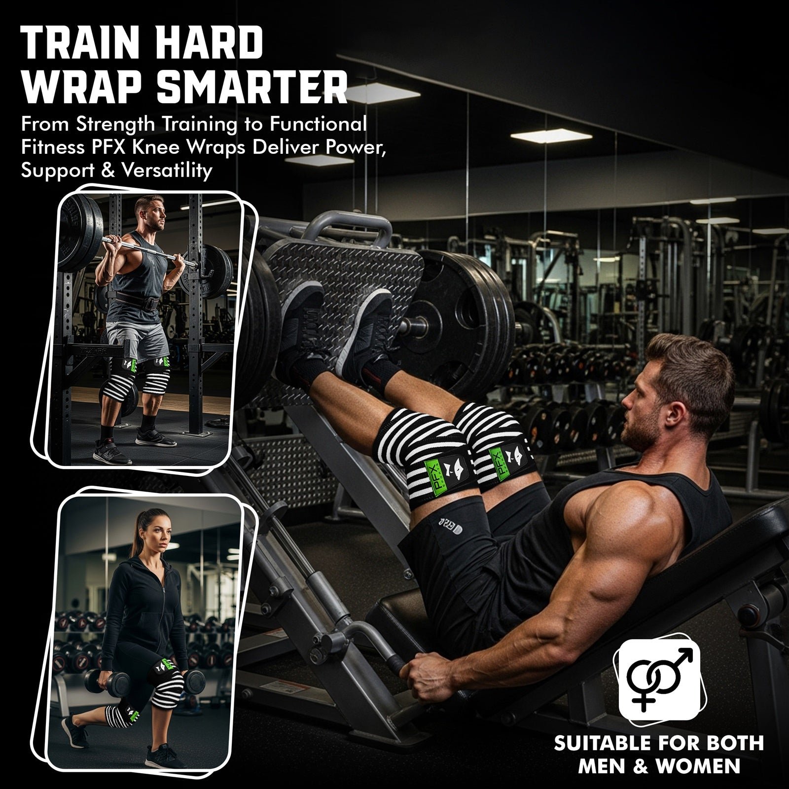 Heavy Duty Knee Wraps for Powerlifting & Weight Training – white - Image 6