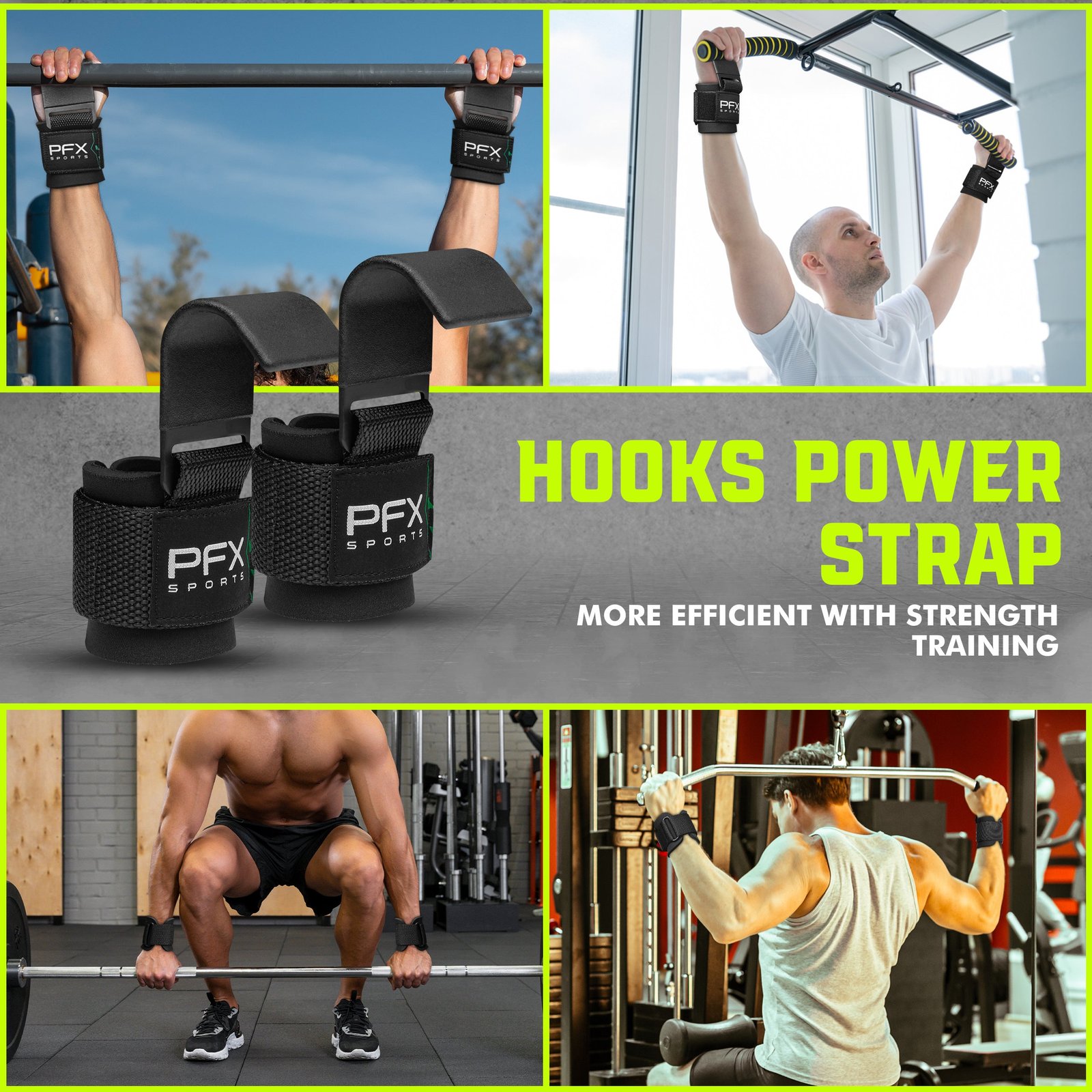 PFX Sports Weight Lifting Hooks – Heavy-Duty Steel Hook Straps for Deadlifts, Pull-Ups, and Strength Training – blue - Image 4