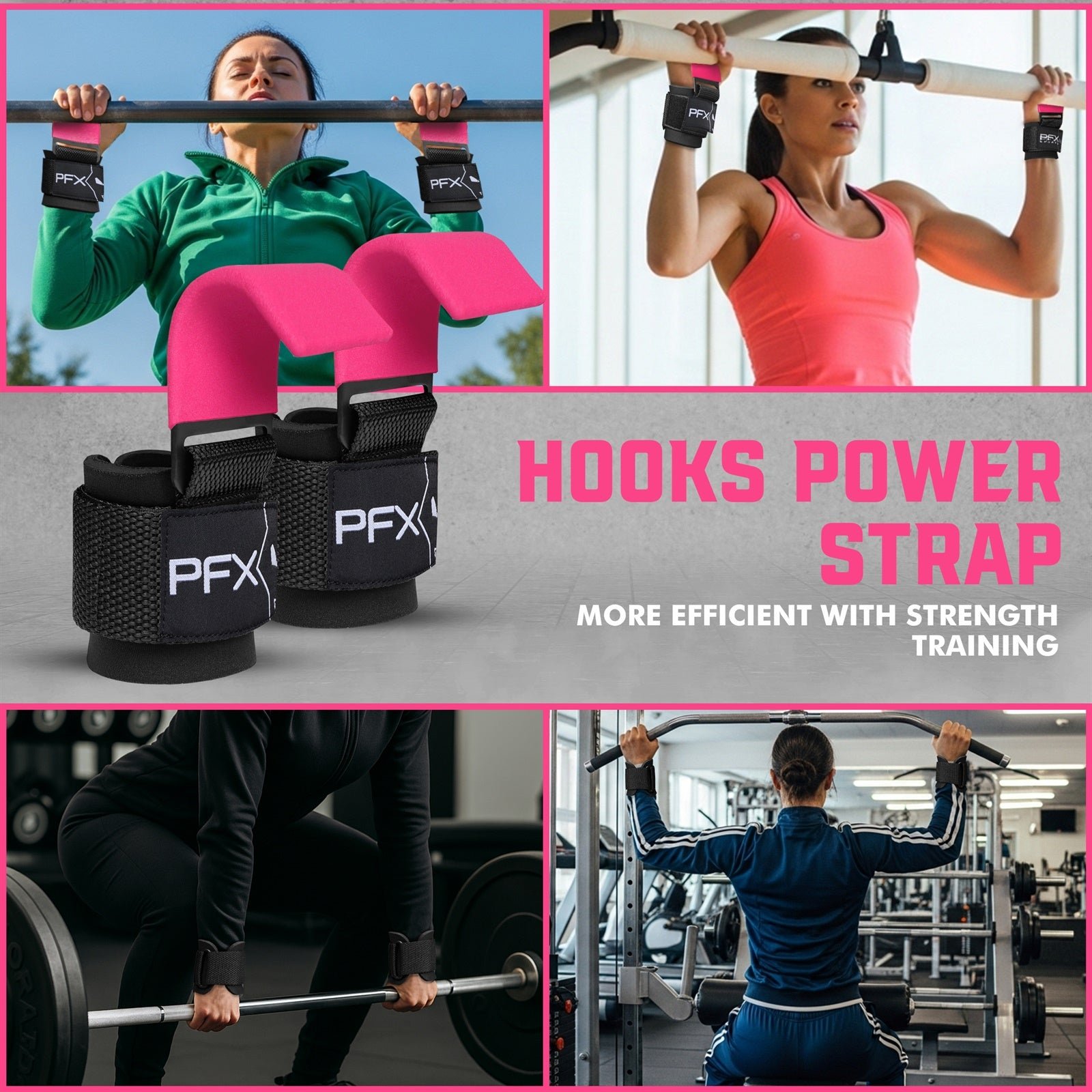 PFX Sports Weight Lifting Hooks – Heavy-Duty Steel Hook Straps for Deadlifts, Pull-Ups, and Strength Training – red - Image 7