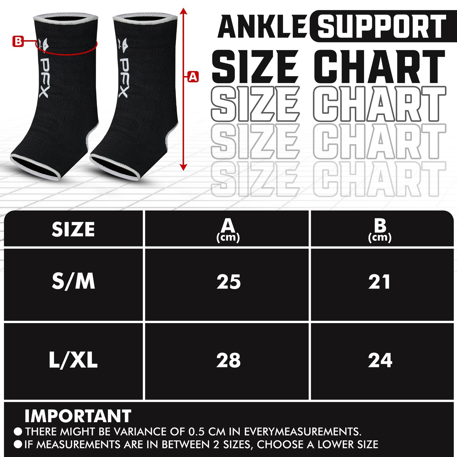 PFX Sports Ankle Sleeves (S/M) & (L/XL) – grey - Image 3