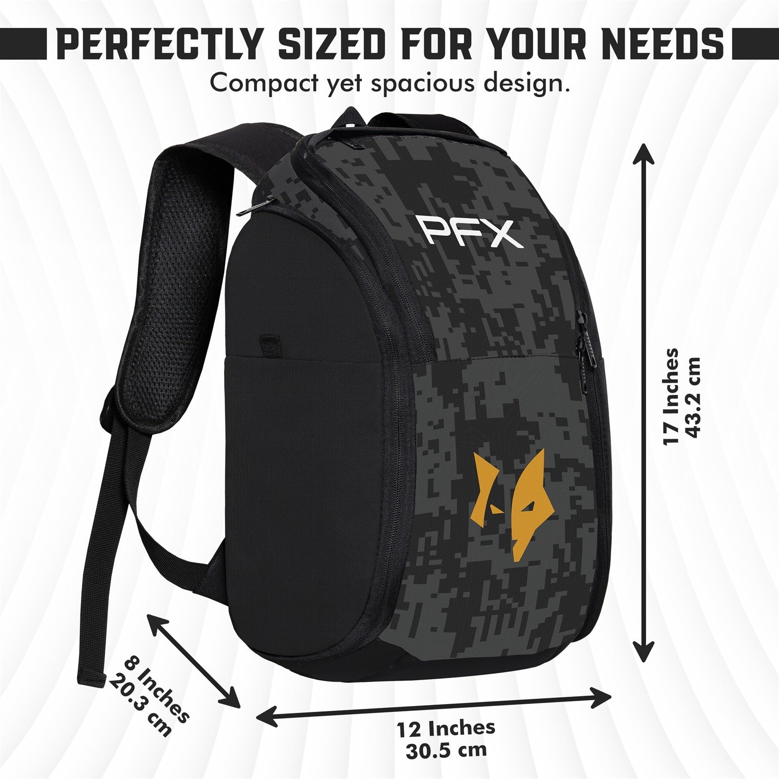 PFX Sports Digital Camo Backpack | Tactical Gear & Utility Bag (Black/Gold Camo) – white - Image 8