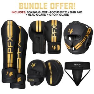 PFX Sports Golden Series Professional Sparring & Protection Kit (5-Piece Set)