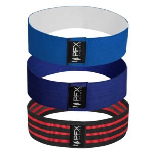 PFX Sports Resistance Bands Set – (3 Resistance Levels) Black & Red, Navy Blue, Ocean Blue